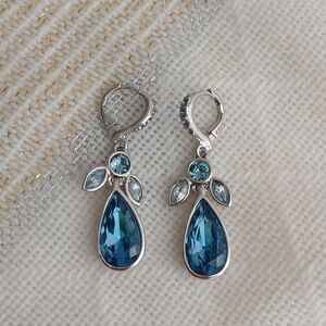 Givenchy Blue Angel Crystal Dangle Earrings vnt